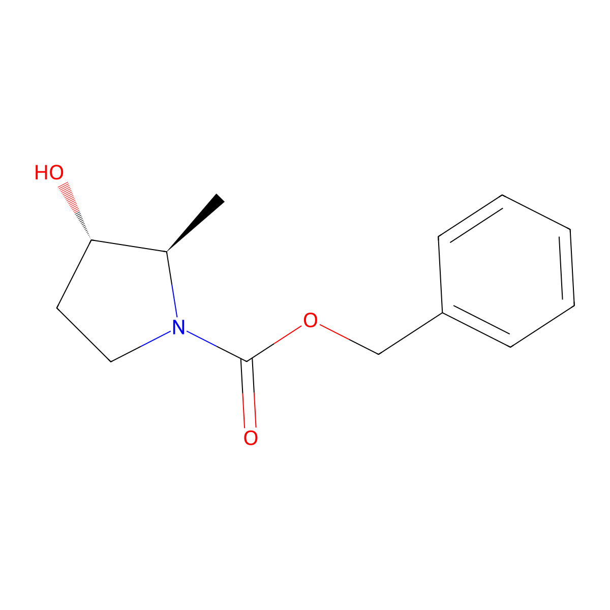 rac-benzyl (2R,3S)-3-hydroxy-2-methylpyrrolidine-1-carboxylate molecular structure, CAS 2679939-22-9