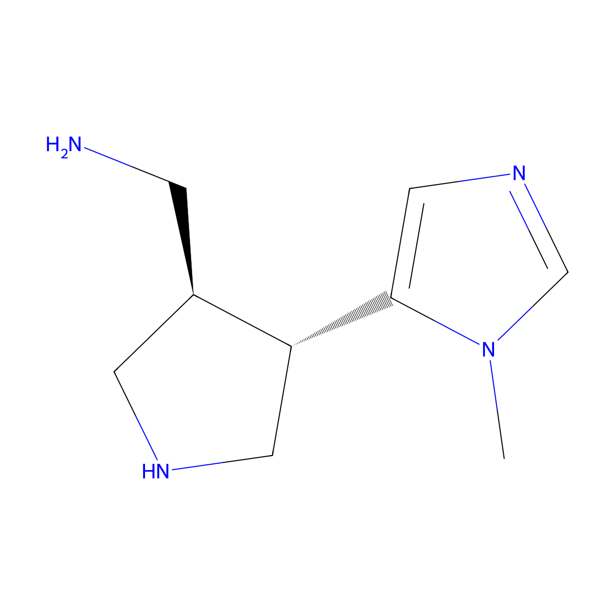 rac-1-[(3R,4S)-4-(1-methyl-1H-imidazol-5-yl)pyrrolidin-3-yl]methanamine molecular structure, CAS 2679939-31-0