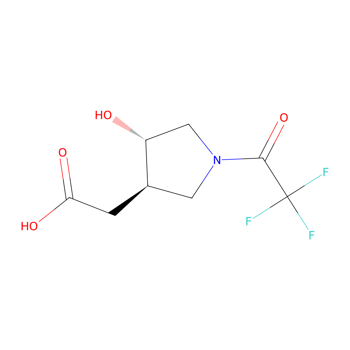 rac-2-[(3R,4S)-4-hydroxy-1-(trifluoroacetyl)pyrrolidin-3-yl]acetic acid molecular structure, CAS 2679939-36-5