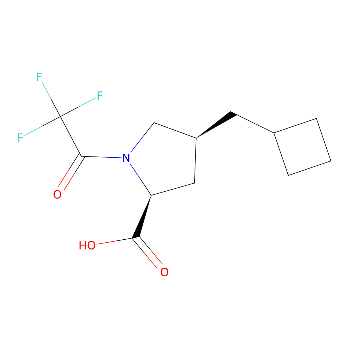 rac-(2R,4R)-4-(cyclobutylmethyl)-1-(2,2,2-trifluoroacetyl)pyrrolidine-2-carboxylic acid molecular structure, CAS 2679939-40-1