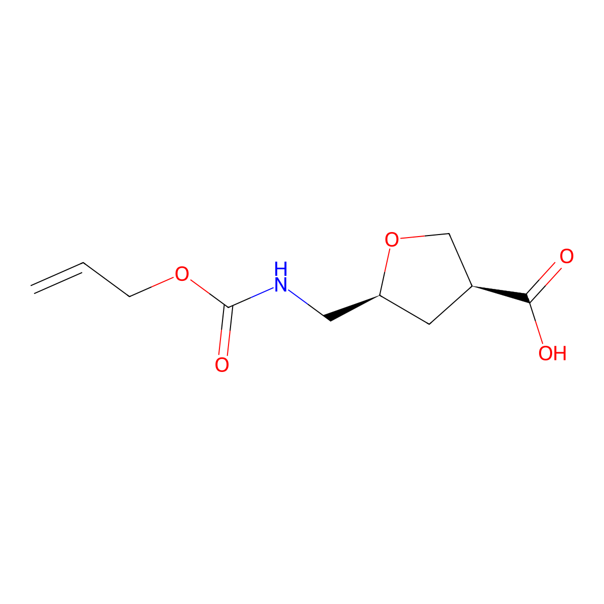 rac-(3R,5R)-5-({[(prop-2-en-1-yloxy)carbonyl]amino}methyl)oxolane-3-carboxylic acid molecular structure, CAS 2679939-44-5