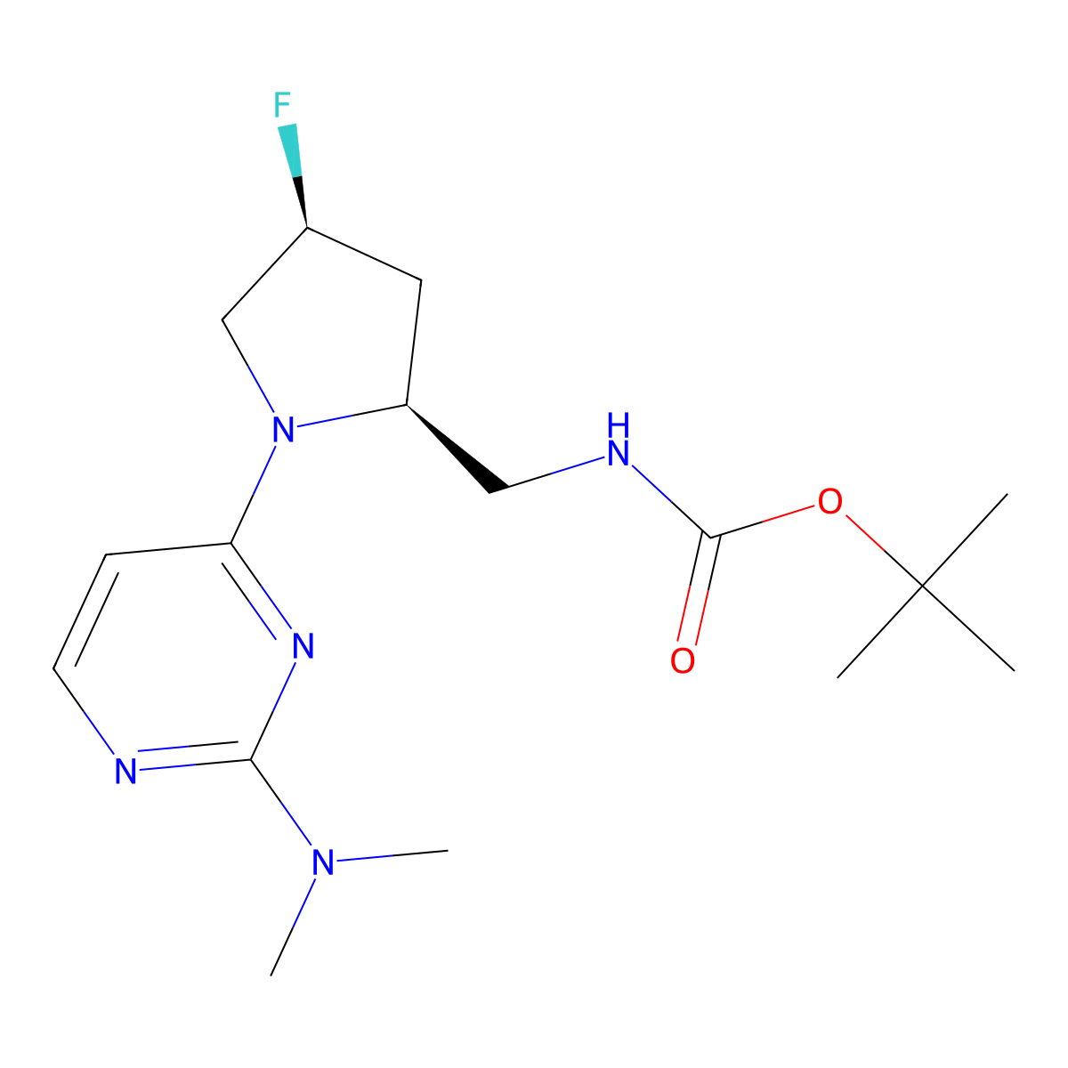 tert-butyl N-{[(2S,4S)-1-[2-(dimethylamino)pyrimidin-4-yl]-4-fluoropyrrolidin-2-yl]methyl}carbamate molecular structure, CAS 2679939-47-8