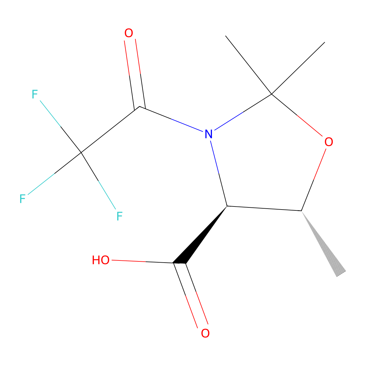 (4S,5R)-2,2,5-trimethyl-3-(2,2,2-trifluoroacetyl)-1,3-oxazolidine-4-carboxylic acid molecular structure, CAS 2679939-53-6