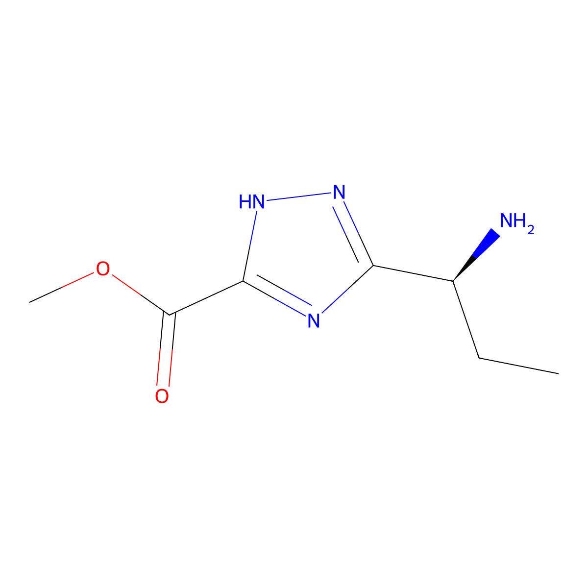 methyl 3-[(1S)-1-aminopropyl]-1H-1,2,4-triazole-5-carboxylate molecular structure, CAS 2679939-56-9