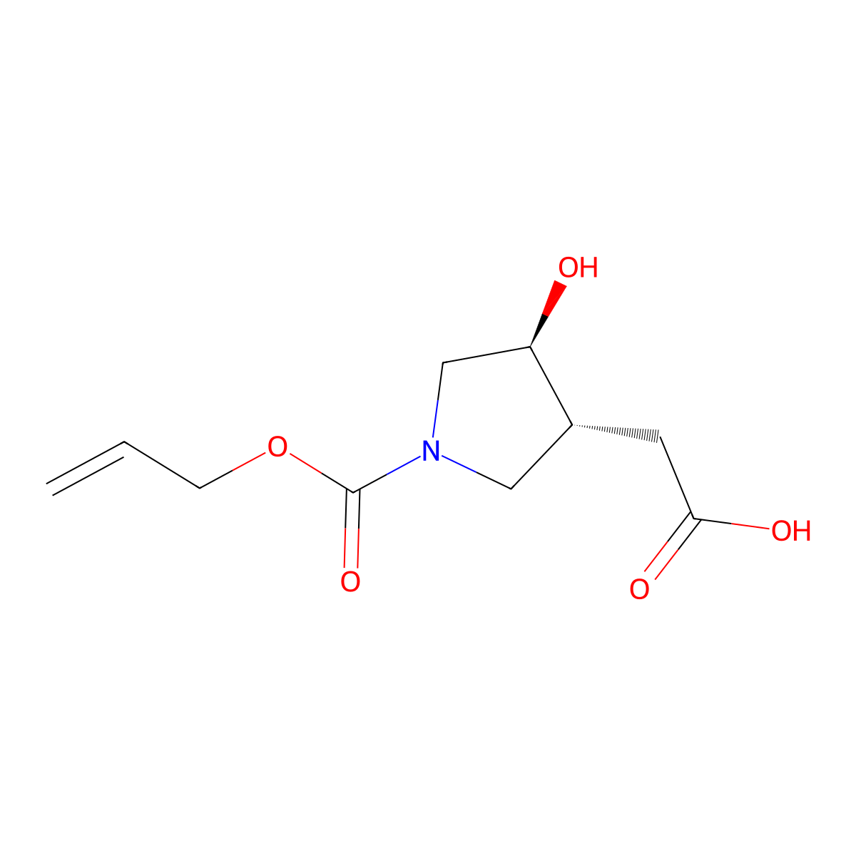 rac-2-[(3R,4S)-4-hydroxy-1-[(prop-2-en-1-yloxy)carbonyl]pyrrolidin-3-yl]acetic acid molecular structure, CAS 2679939-60-5