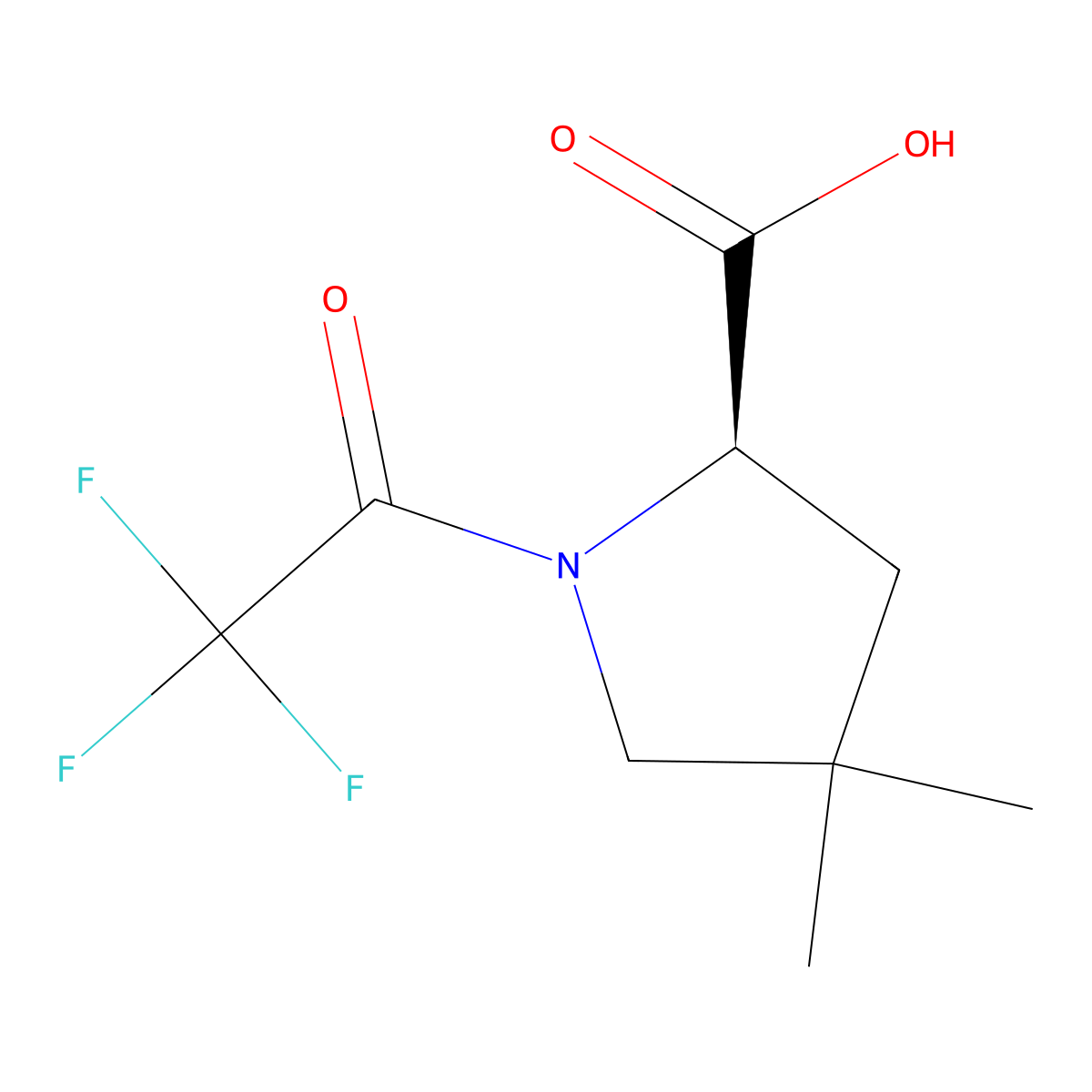 (2R)-4,4-dimethyl-1-(2,2,2-trifluoroacetyl)pyrrolidine-2-carboxylic acid molecular structure, CAS 2679939-64-9