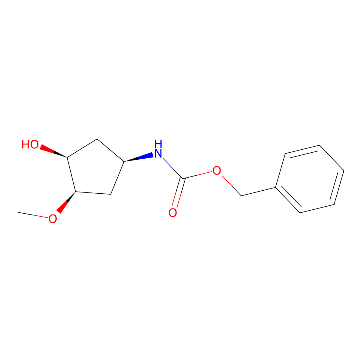 rac-benzyl N-[(1R,3S,4R)-3-hydroxy-4-methoxycyclopentyl]carbamate molecular structure, CAS 2679939-66-1