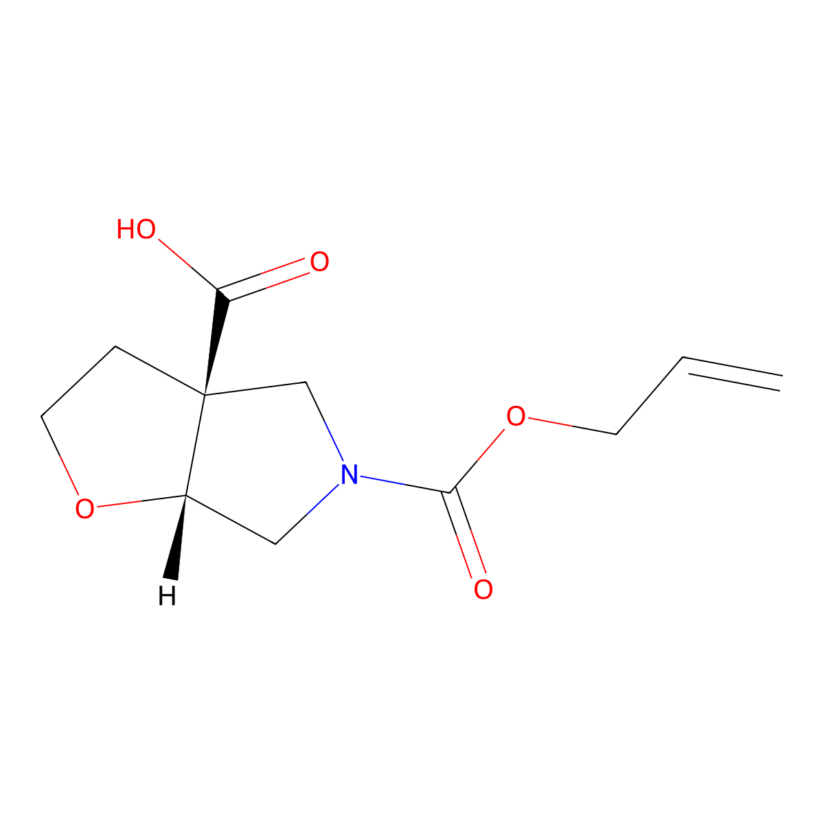 rac-(3aR,6aS)-5-[(prop-2-en-1-yloxy)carbonyl]-hexahydro-2H-furo[2,3-c]pyrrole-3a-carboxylic acid molecular structure, CAS 2679939-76-3