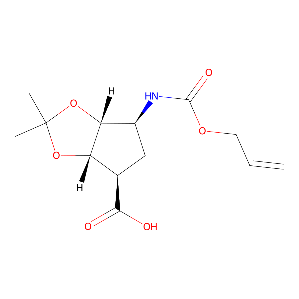rac-(3aR,4S,6R,6aS)-2,2-dimethyl-6-{[(prop-2-en-1-yloxy)carbonyl]amino}-hexahydrocyclopenta[d][1,3]dioxole-4-carboxylic acid molecular structure, CAS 2679939-96-7