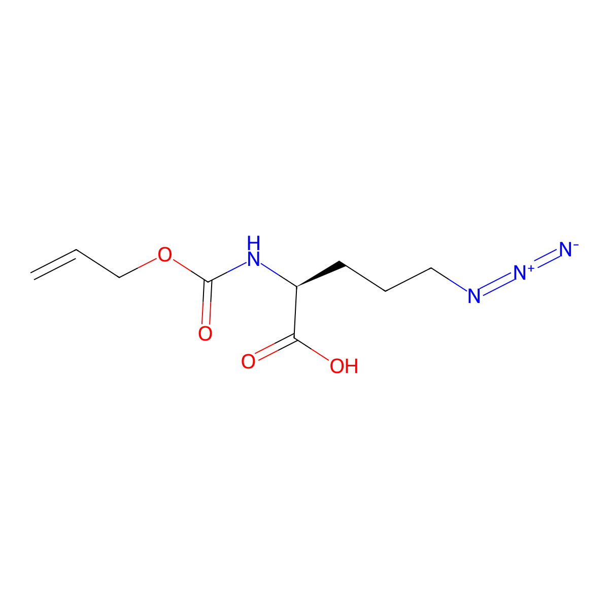 (2S)-5-azido-2-{[(prop-2-en-1-yloxy)carbonyl]amino}pentanoic acid molecular structure, CAS 2679940-10-2