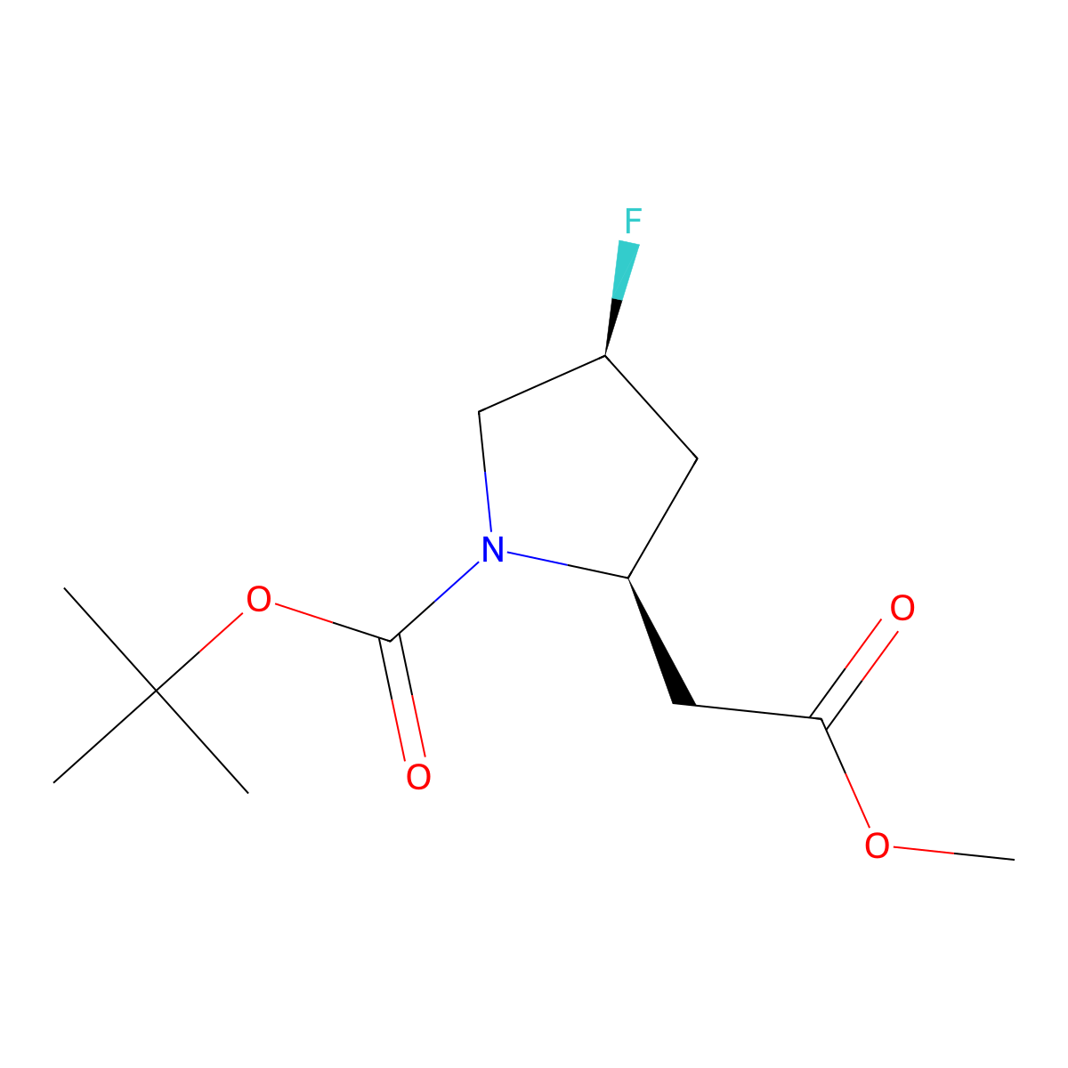 tert-butyl (2R,4S)-4-fluoro-2-(2-methoxy-2-oxoethyl)pyrrolidine-1-carboxylate molecular structure, CAS 2679940-11-3