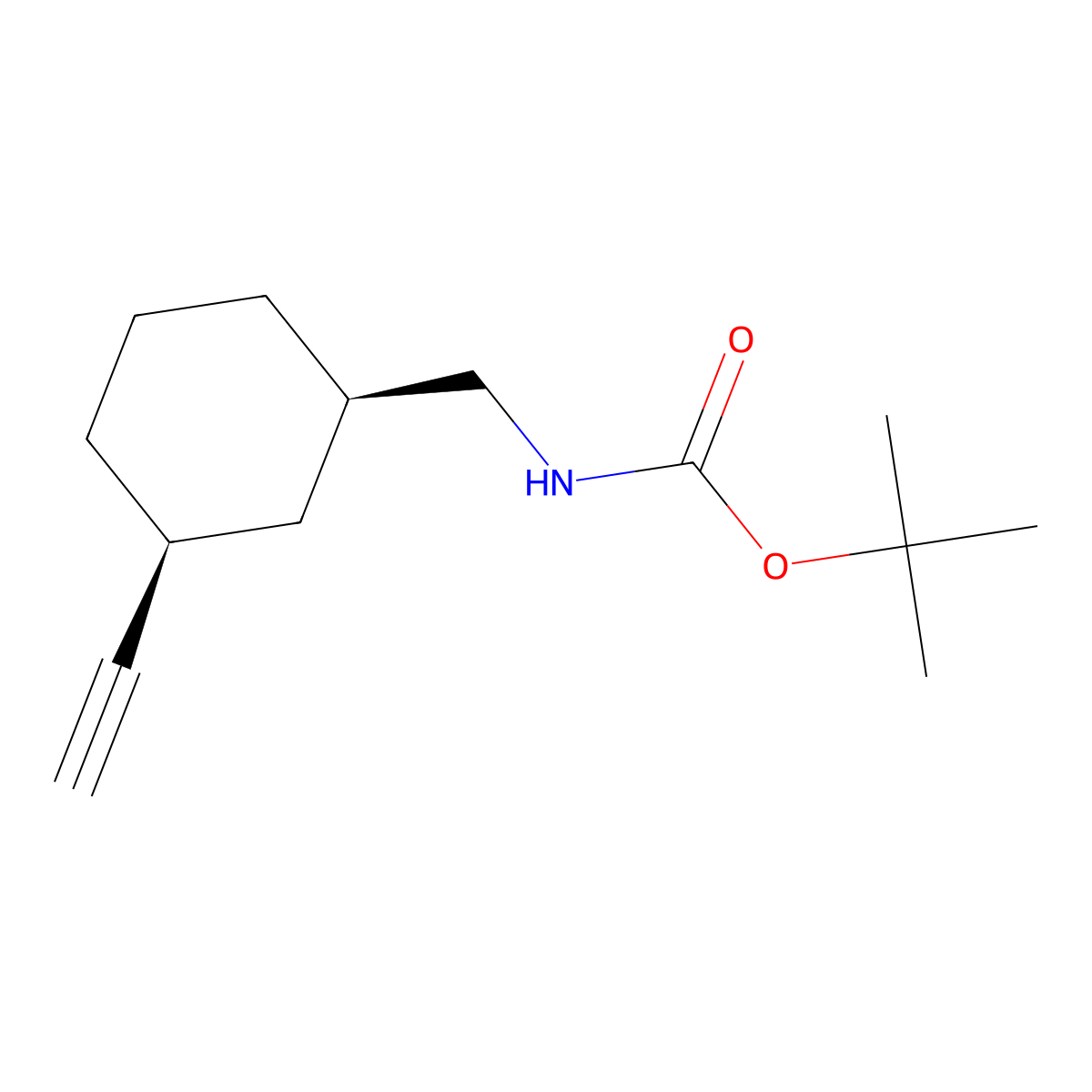 rac-tert-butyl N-{[(1R,3S)-3-ethynylcyclohexyl]methyl}carbamate molecular structure, CAS 2679940-13-5