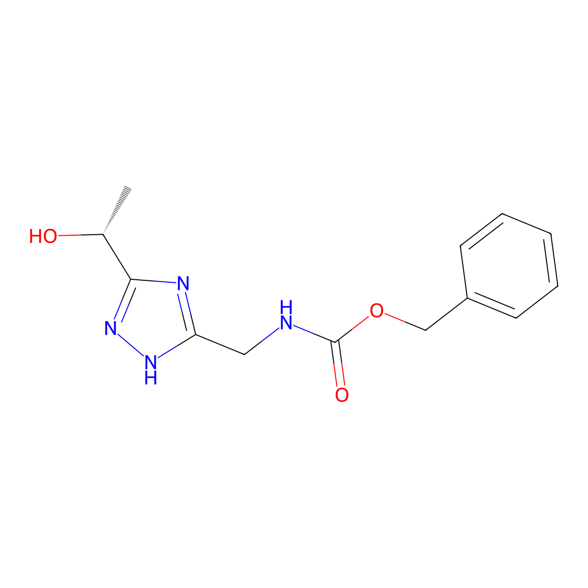 benzyl N-({3-[(1R)-1-hydroxyethyl]-1H-1,2,4-triazol-5-yl}methyl)carbamate molecular structure, CAS 2679940-15-7
