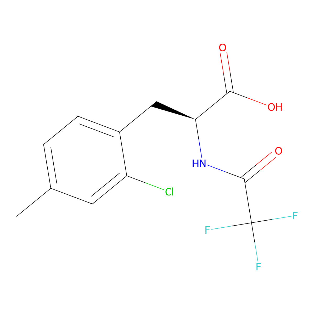 (2S)-3-(2-chloro-4-methylphenyl)-2-(2,2,2-trifluoroacetamido)propanoic acid molecular structure, CAS 2679940-16-8