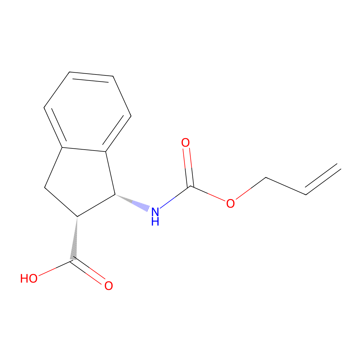 rac-(1R,2R)-1-{[(prop-2-en-1-yloxy)carbonyl]amino}-2,3-dihydro-1H-indene-2-carboxylic acid molecular structure, CAS 2679940-19-1