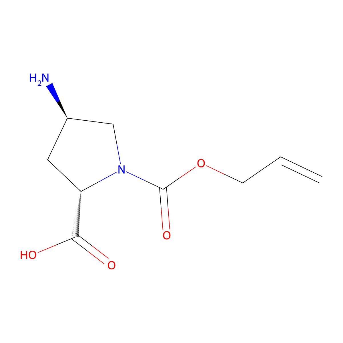(2S,4R)-4-amino-1-[(prop-2-en-1-yloxy)carbonyl]pyrrolidine-2-carboxylic acid molecular structure, CAS 2679940-22-6