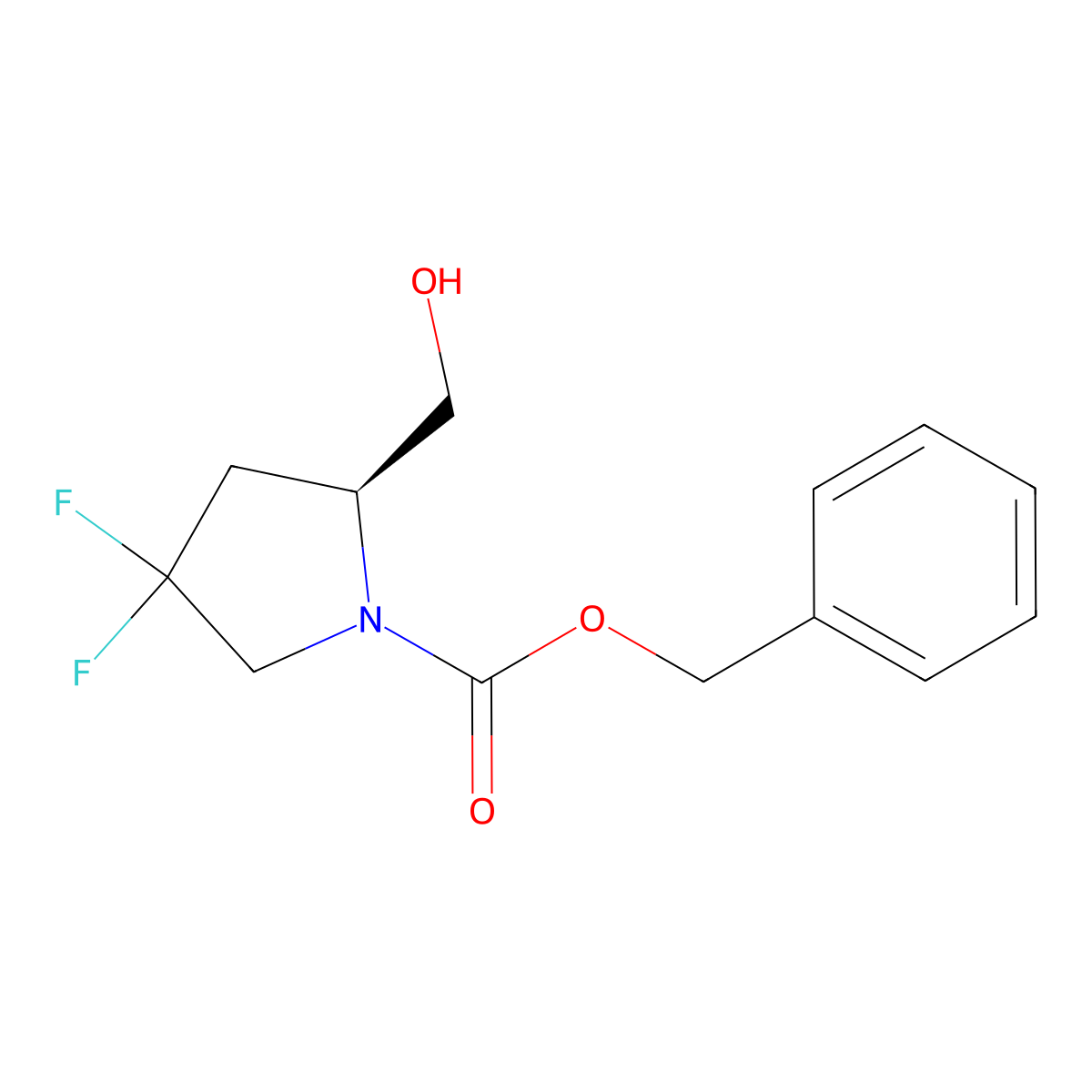 benzyl (2S)-4,4-difluoro-2-(hydroxymethyl)pyrrolidine-1-carboxylate molecular structure, CAS 2679940-23-7