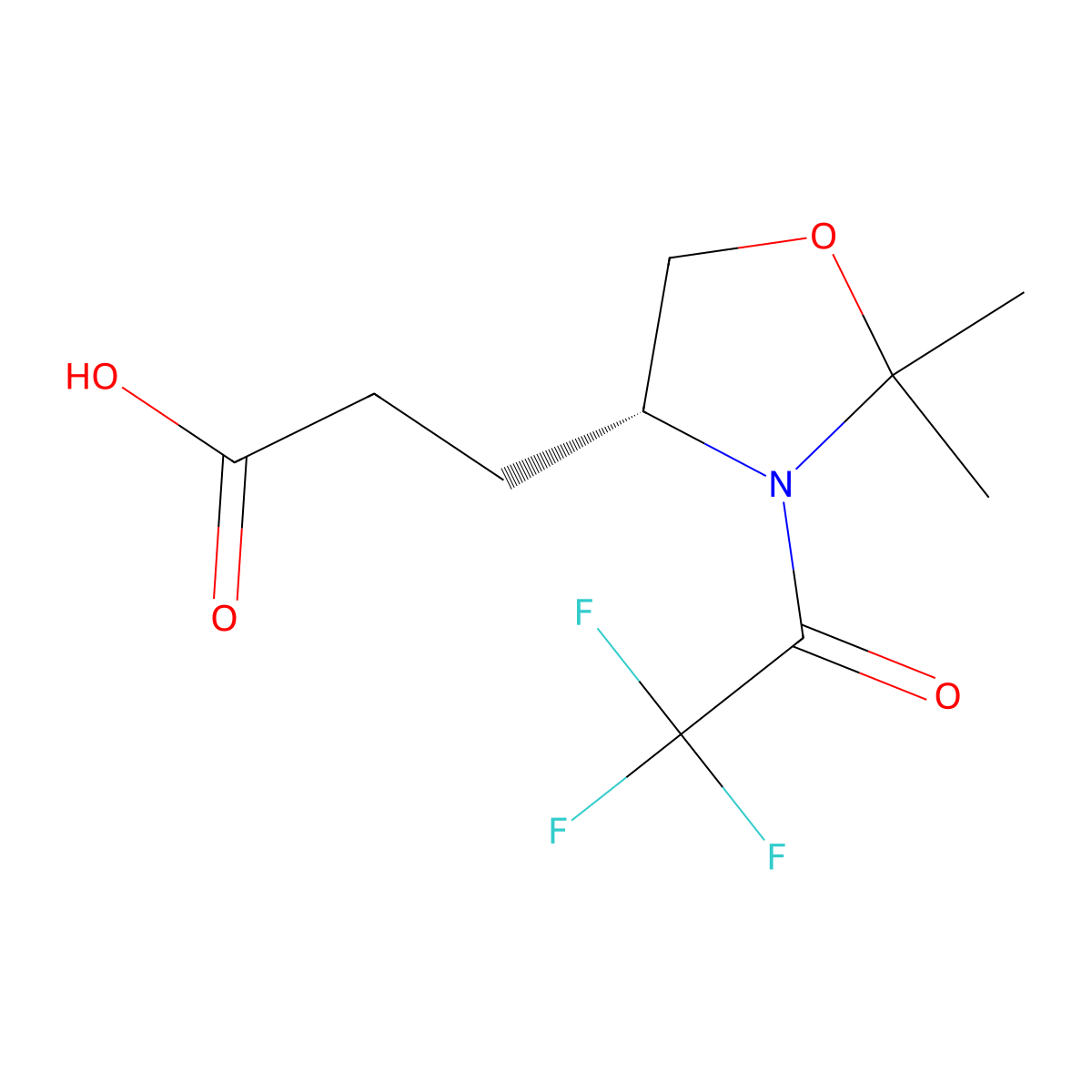 3-[(4R)-2,2-dimethyl-3-(2,2,2-trifluoroacetyl)-1,3-oxazolidin-4-yl]propanoic acid molecular structure, CAS 2679940-33-9