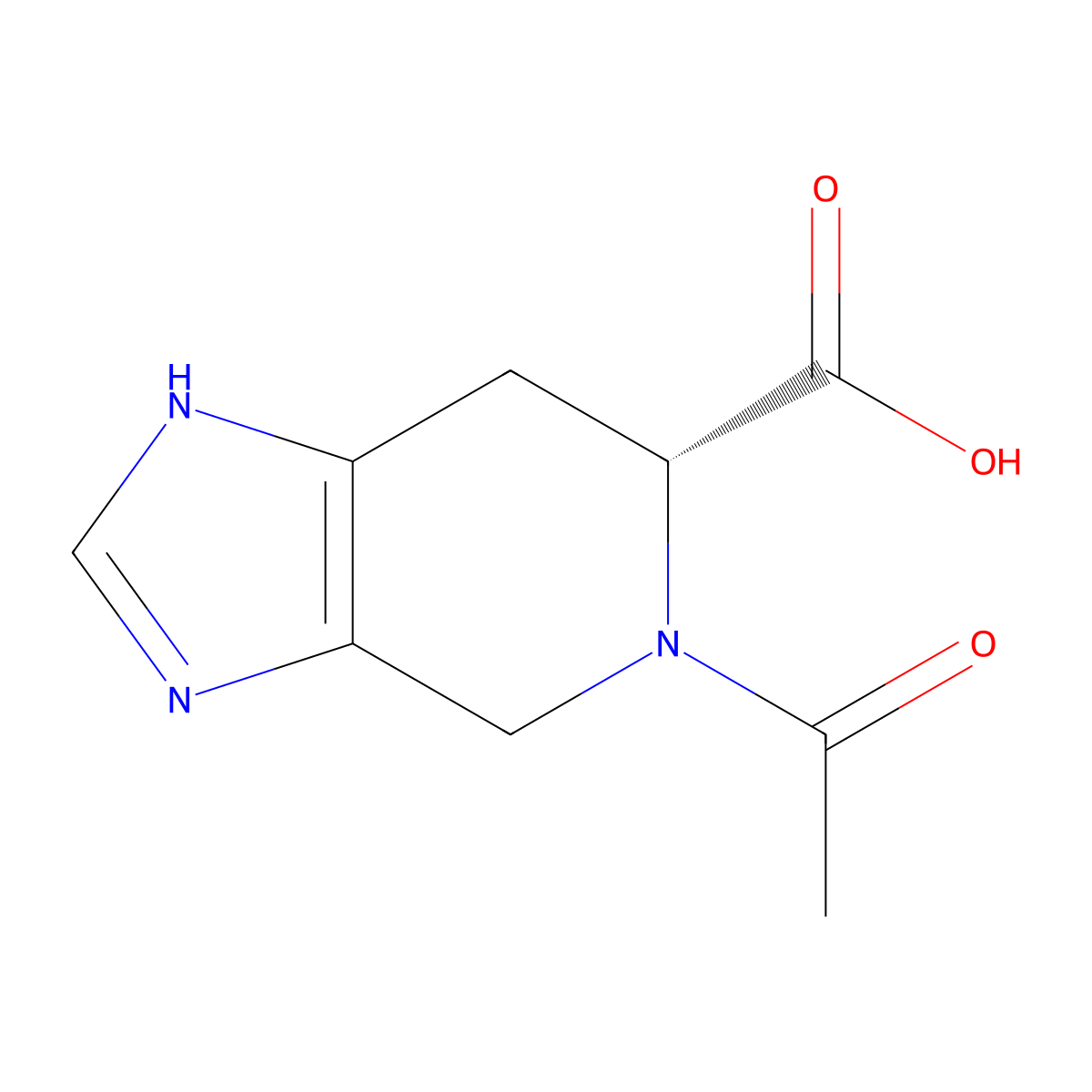 (6R)-5-acetyl-1H,4H,5H,6H,7H-imidazo[4,5-c]pyridine-6-carboxylic acid molecular structure, CAS 2679940-43-1