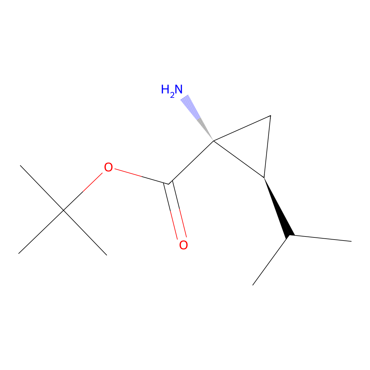 rac-tert-butyl (1R,2S)-1-amino-2-(propan-2-yl)cyclopropane-1-carboxylate molecular structure, CAS 2679940-46-4