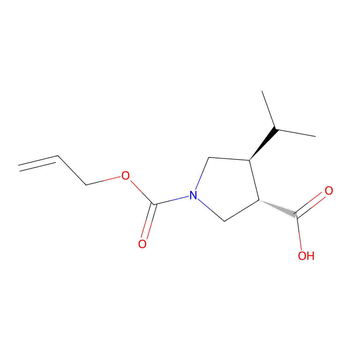 rac-(3R,4R)-1-[(prop-2-en-1-yloxy)carbonyl]-4-(propan-2-yl)pyrrolidine-3-carboxylic acid molecular structure, CAS 2679940-48-6