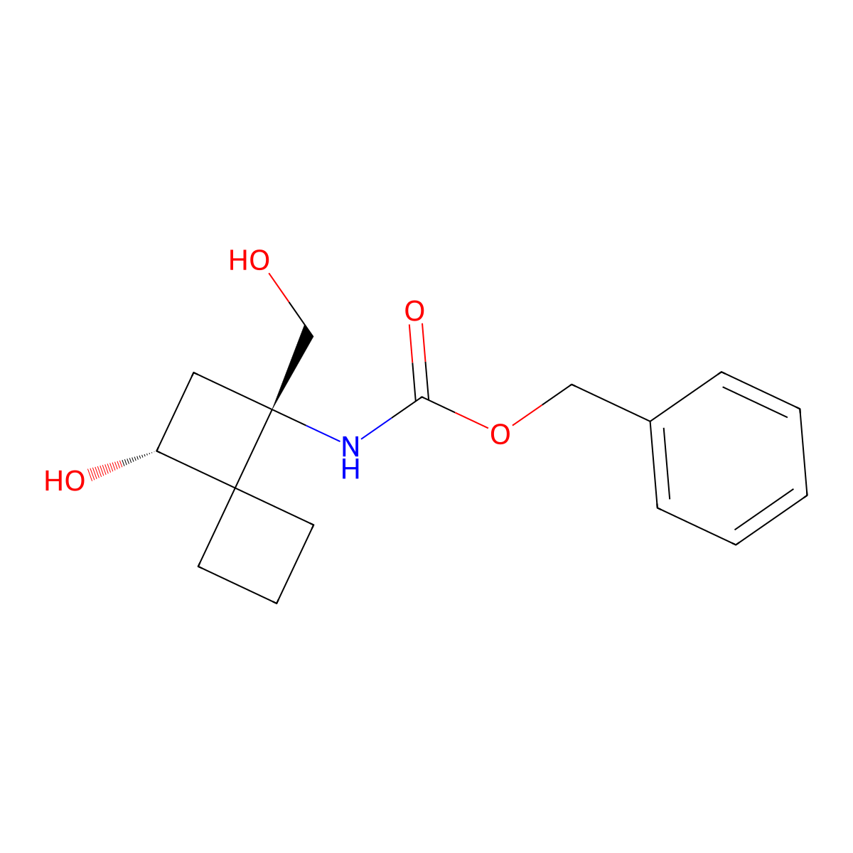 rac-benzyl N-[(1R,3S)-3-hydroxy-1-(hydroxymethyl)spiro[3.3]heptan-1-yl]carbamate molecular structure, CAS 2679940-53-3