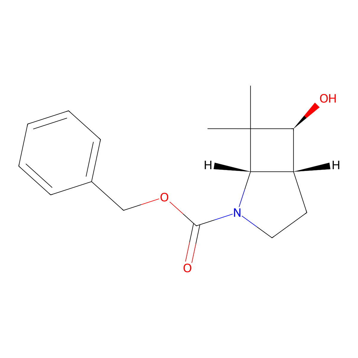 rac-benzyl (1R,5S,6R)-6-hydroxy-7,7-dimethyl-2-azabicyclo[3.2.0]heptane-2-carboxylate molecular structure, CAS 2679940-54-4