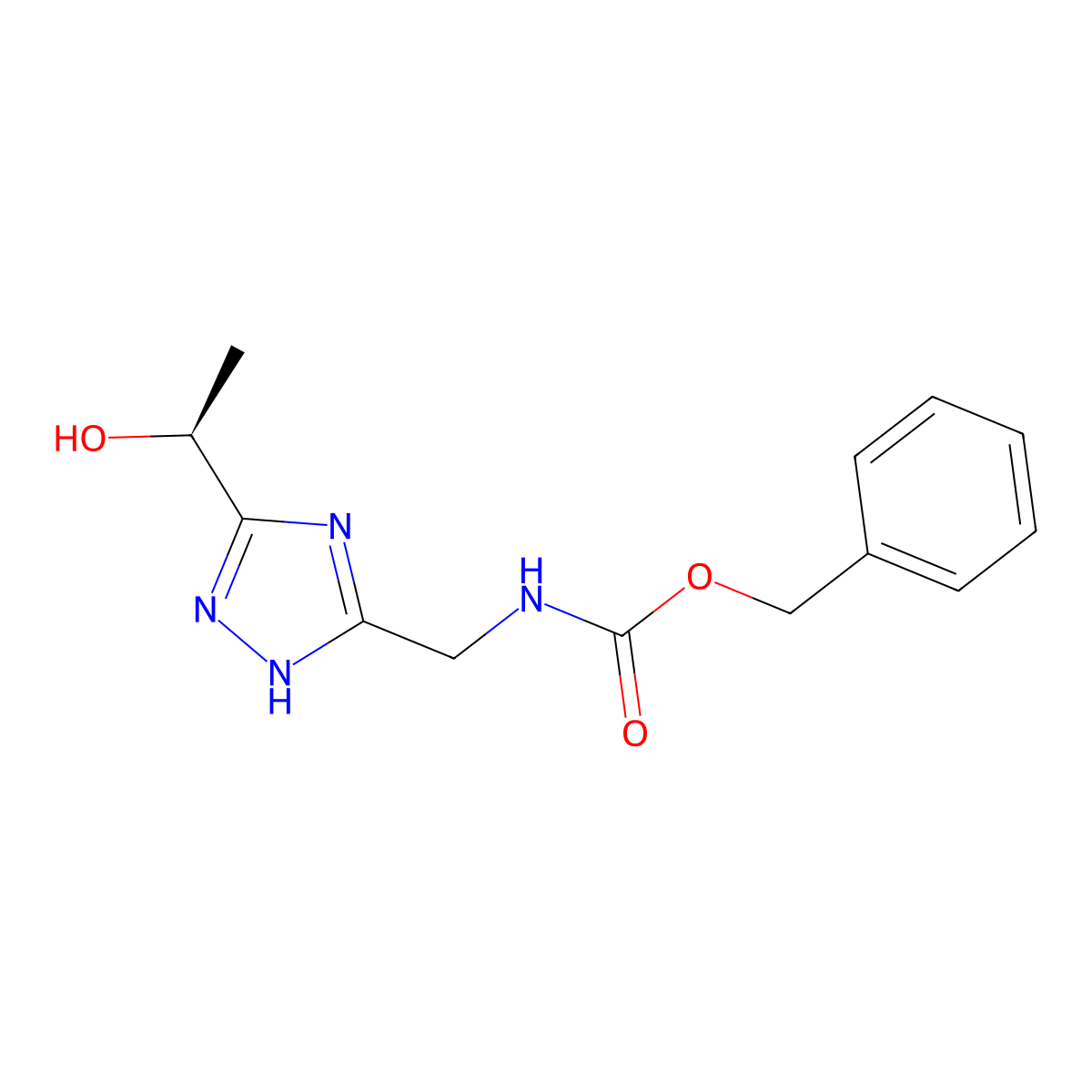 benzyl N-({3-[(1S)-1-hydroxyethyl]-1H-1,2,4-triazol-5-yl}methyl)carbamate molecular structure, CAS 2679940-56-6