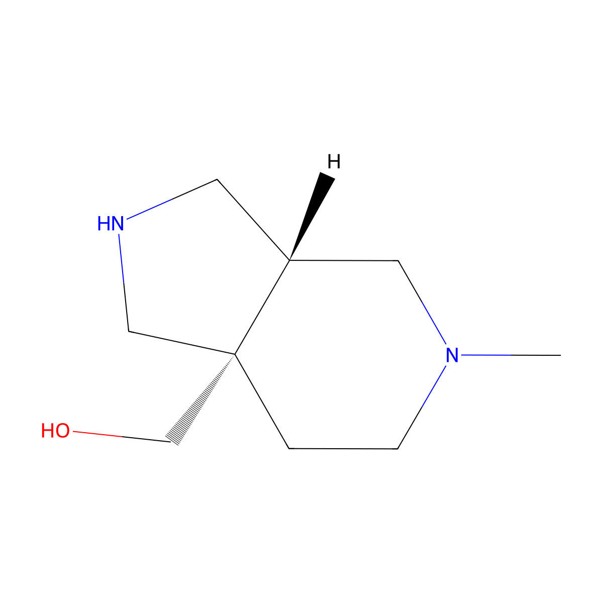 rac-[(3aR,7aS)-5-methyl-octahydro-1H-pyrrolo[3,4-c]pyridin-7a-yl]methanol molecular structure, CAS 2679940-61-3