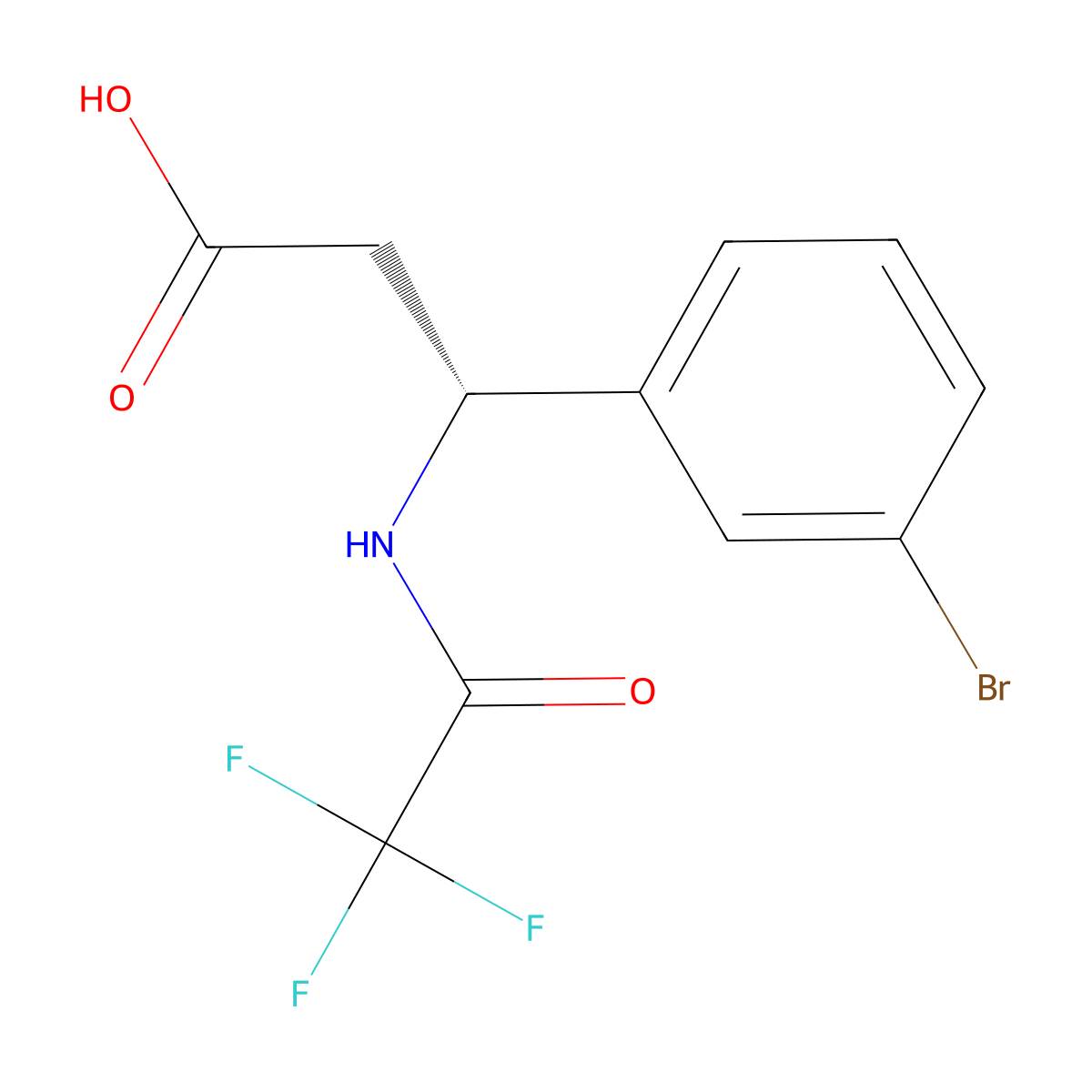 (3R)-3-(3-bromophenyl)-3-(2,2,2-trifluoroacetamido)propanoic acid molecular structure, CAS 2679940-75-9
