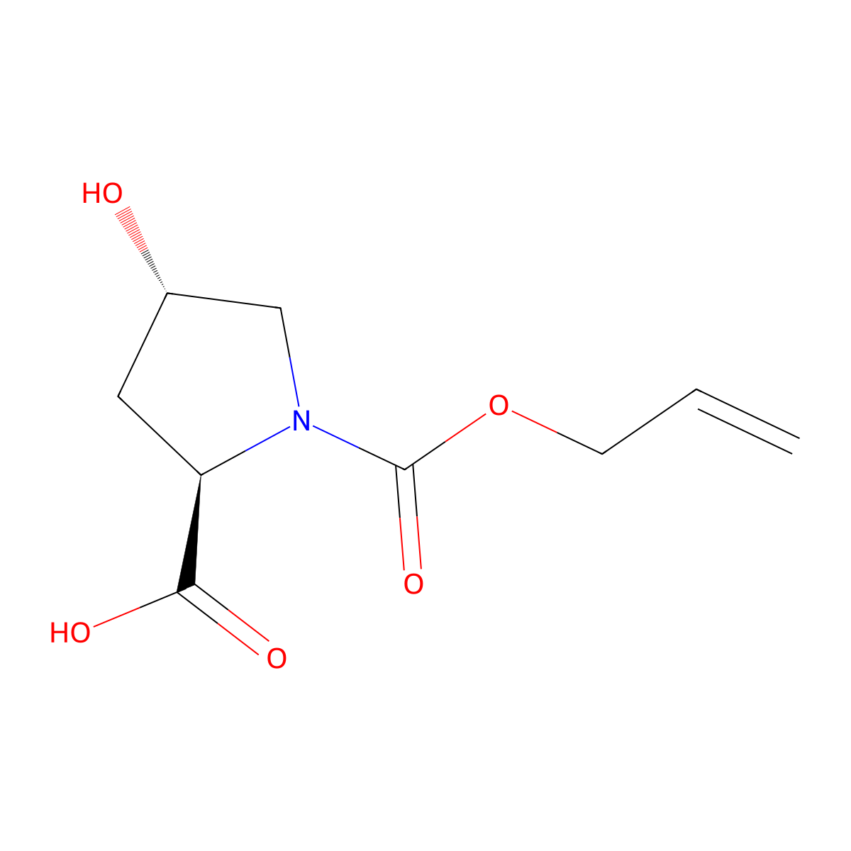 (2R,4S)-4-hydroxy-1-[(prop-2-en-1-yloxy)carbonyl]pyrrolidine-2-carboxylic acid molecular structure, CAS 2679940-77-1