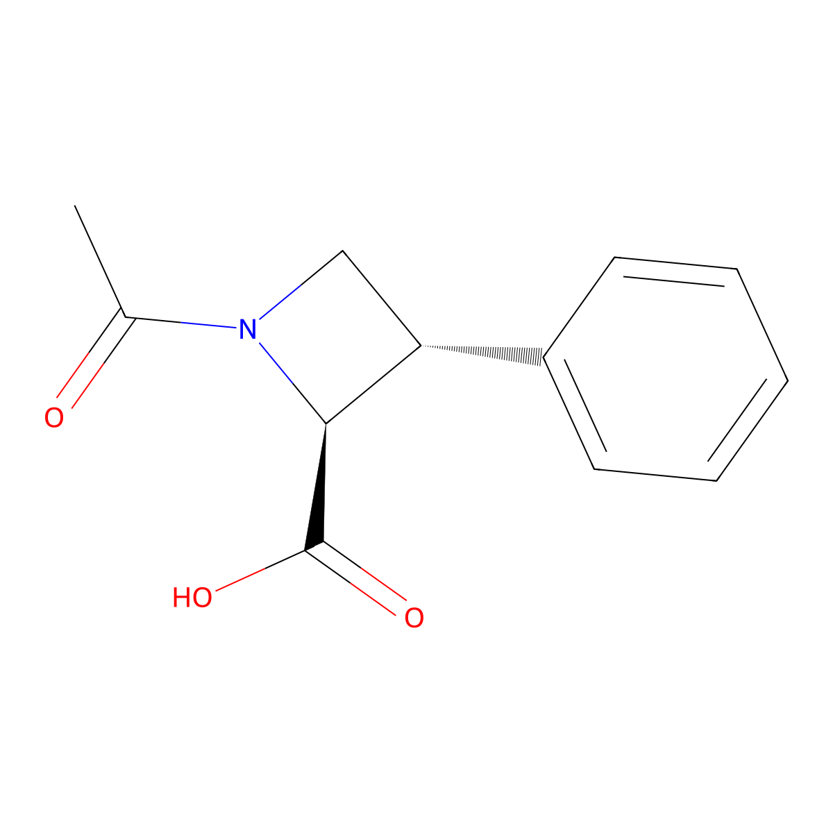 rac-(2R,3R)-1-acetyl-3-phenylazetidine-2-carboxylic acid molecular structure, CAS 2679940-79-3