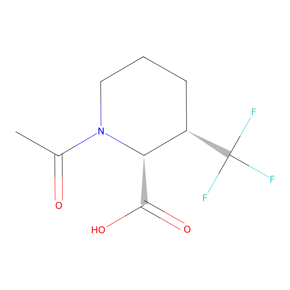 rac-(2R,3S)-1-acetyl-3-(trifluoromethyl)piperidine-2-carboxylic acid molecular structure, CAS 2679940-80-6