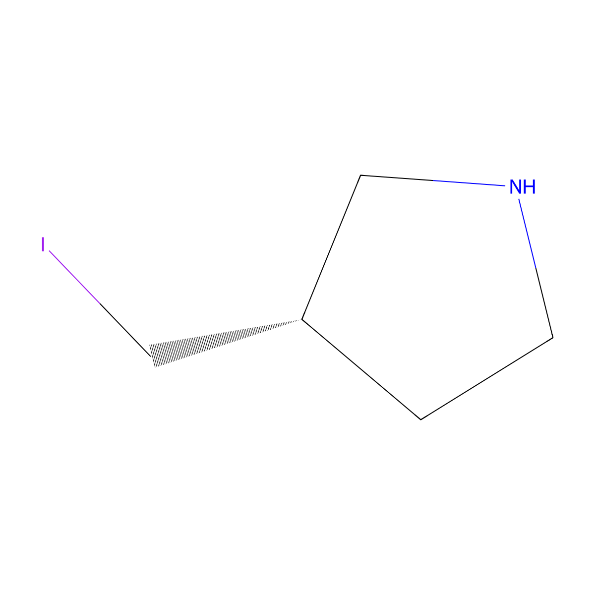 (3S)-3-(iodomethyl)pyrrolidine molecular structure, CAS 2679940-88-4