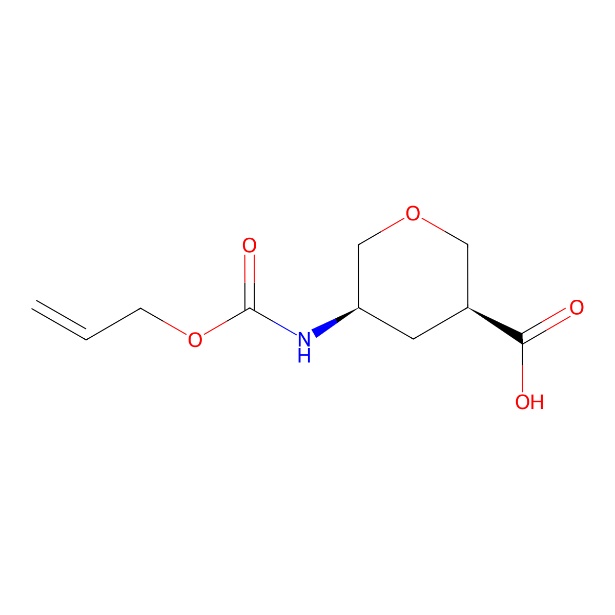 rac-(3R,5S)-5-{[(prop-2-en-1-yloxy)carbonyl]amino}oxane-3-carboxylic acid molecular structure, CAS 2679940-91-9