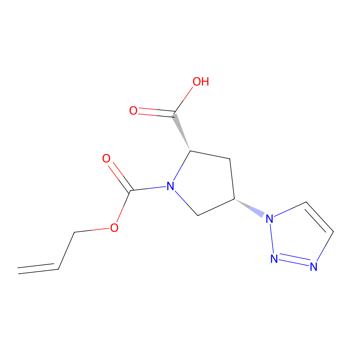 (2S,4S)-1-[(prop-2-en-1-yloxy)carbonyl]-4-(1H-1,2,3-triazol-1-yl)pyrrolidine-2-carboxylic acid molecular structure, CAS 2679940-93-1