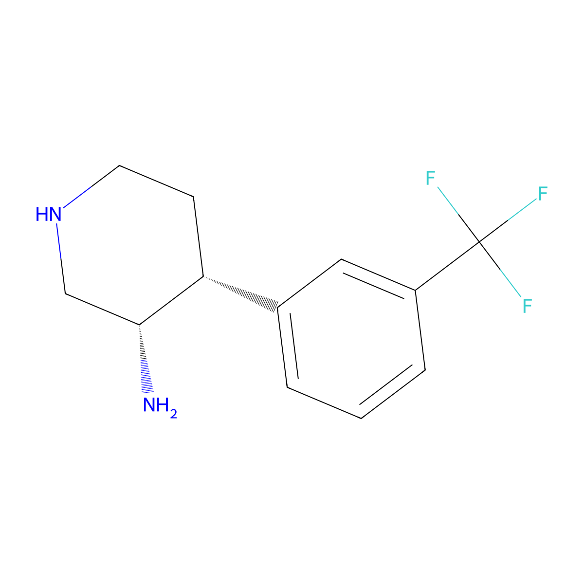 rac-(3R,4S)-4-[3-(trifluoromethyl)phenyl]piperidin-3-amine molecular structure, CAS 2679940-95-3