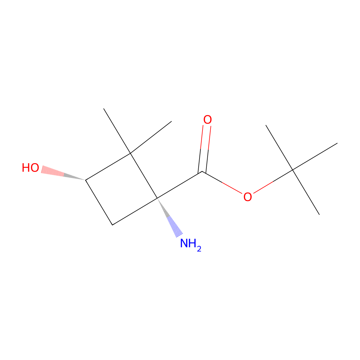 rac-tert-butyl (1R,3S)-1-amino-3-hydroxy-2,2-dimethylcyclobutane-1-carboxylate molecular structure, CAS 2679940-96-4
