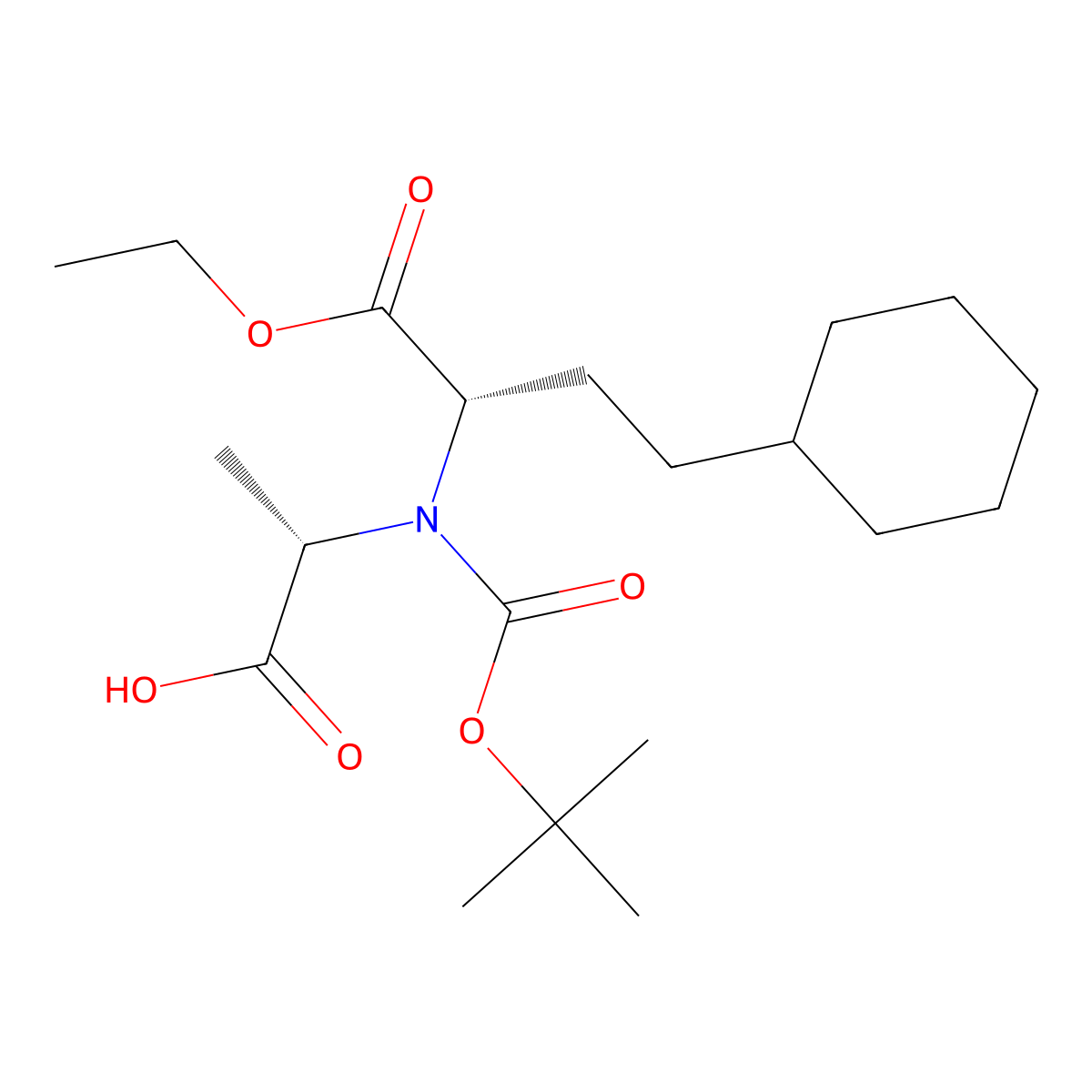 (2S)-2-{[(tert-butoxy)carbonyl][(2S)-4-cyclohexyl-1-ethoxy-1-oxobutan-2-yl]amino}propanoic acid molecular structure, CAS 2679941-06-9
