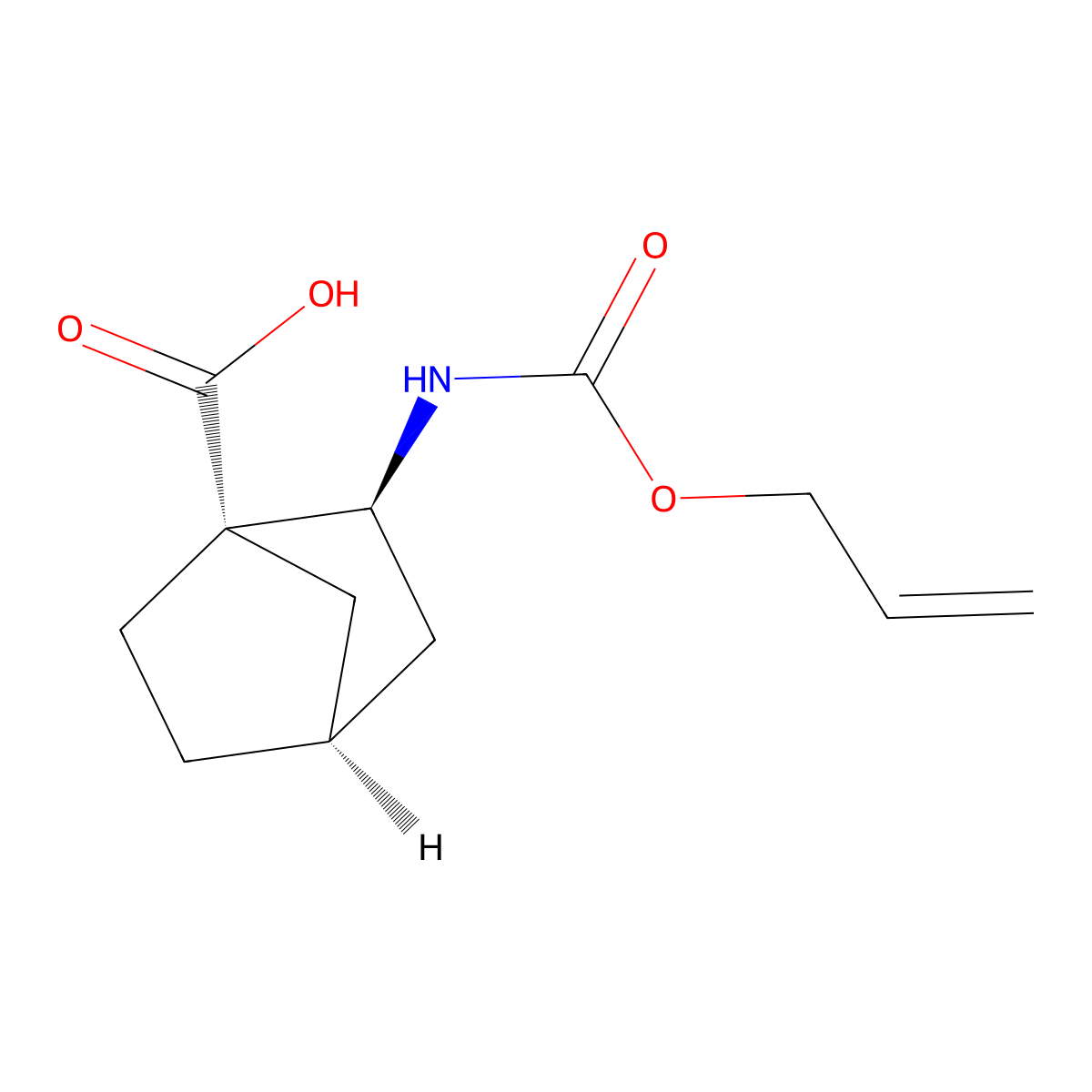 rac-(1R,2R,4R)-2-{[(prop-2-en-1-yloxy)carbonyl]amino}bicyclo[2.2.1]heptane-1-carboxylic acid molecular structure, CAS 2679941-07-0
