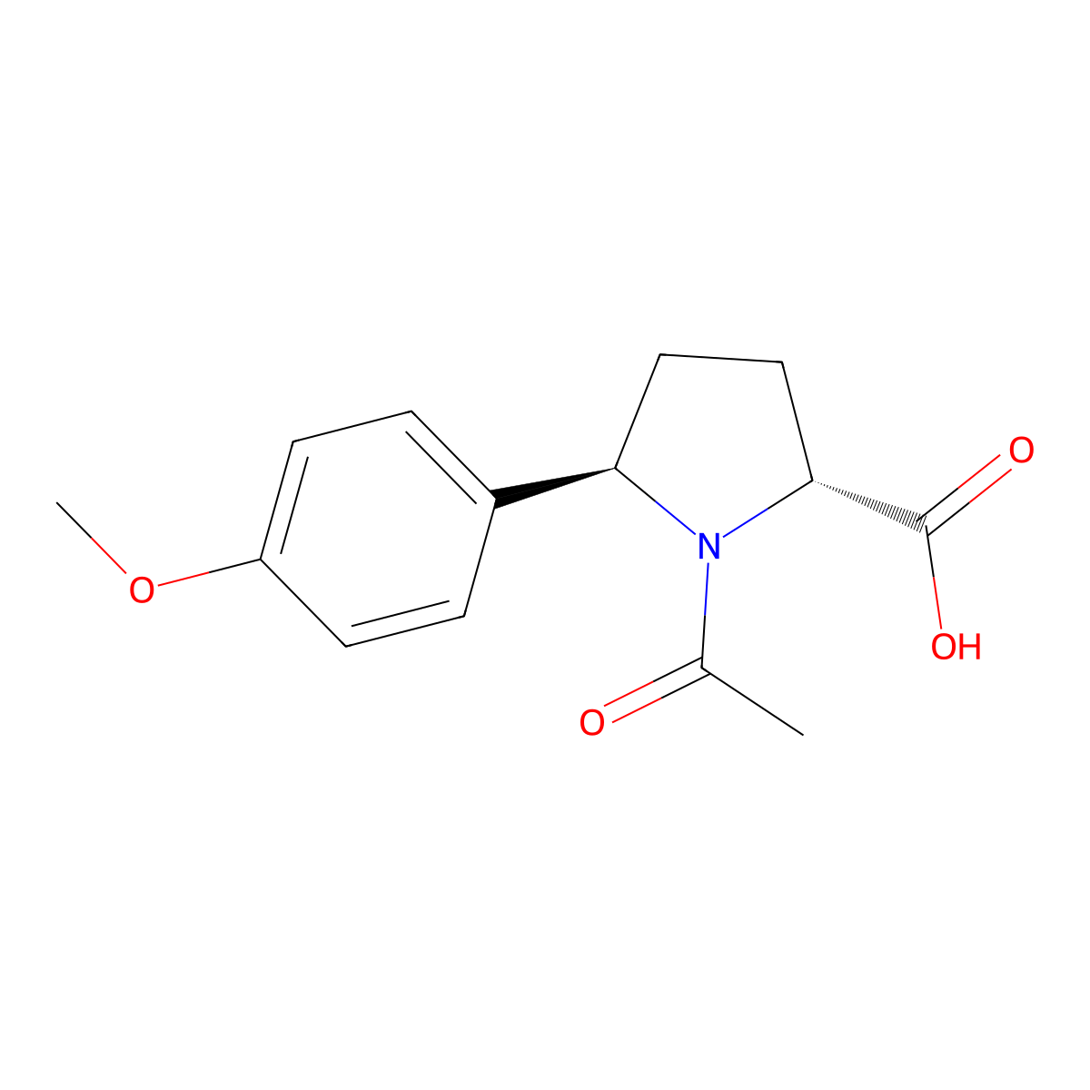 (2R,5R)-1-acetyl-5-(4-methoxyphenyl)pyrrolidine-2-carboxylic acid molecular structure, CAS 2679941-08-1