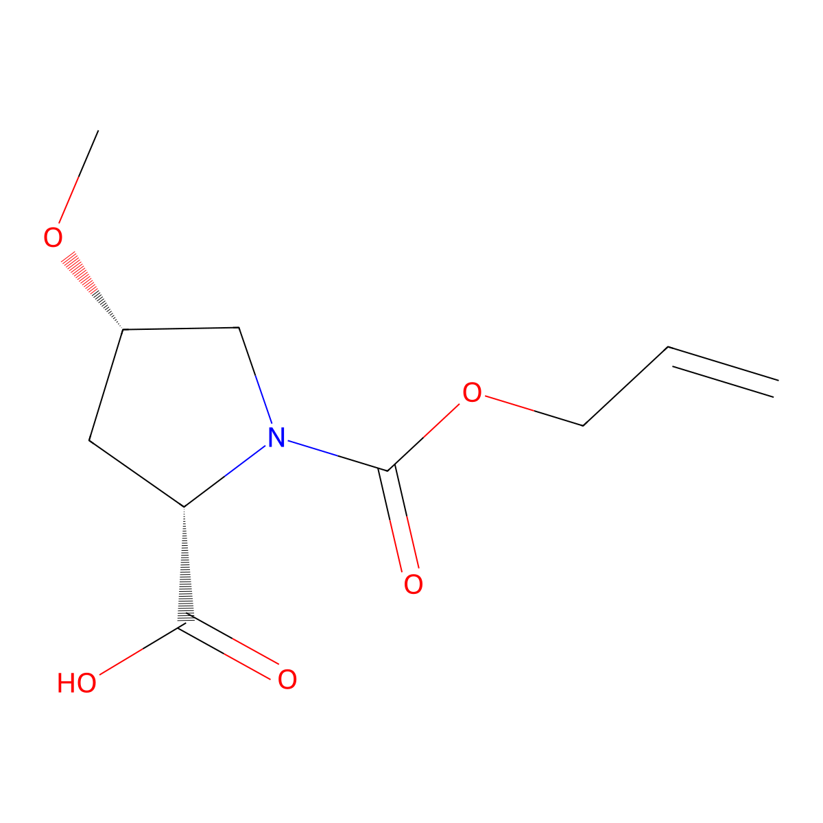 (2S,4S)-4-methoxy-1-[(prop-2-en-1-yloxy)carbonyl]pyrrolidine-2-carboxylic acid molecular structure, CAS 2679941-12-7