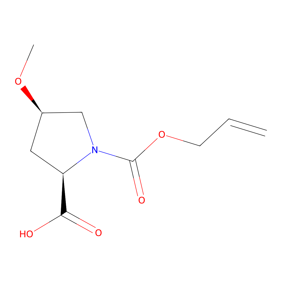 (2R,4R)-4-methoxy-1-[(prop-2-en-1-yloxy)carbonyl]pyrrolidine-2-carboxylic acid molecular structure, CAS 2679941-15-0