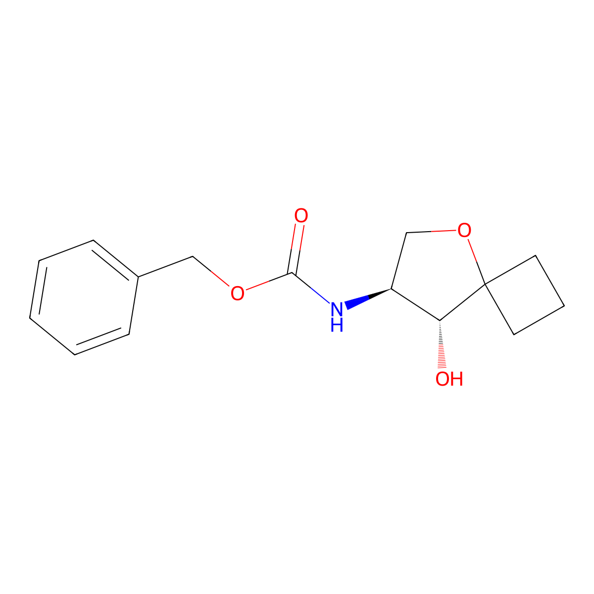 rac-benzyl N-[(7R,8S)-8-hydroxy-5-oxaspiro[3.4]octan-7-yl]carbamate molecular structure, CAS 2679941-16-1