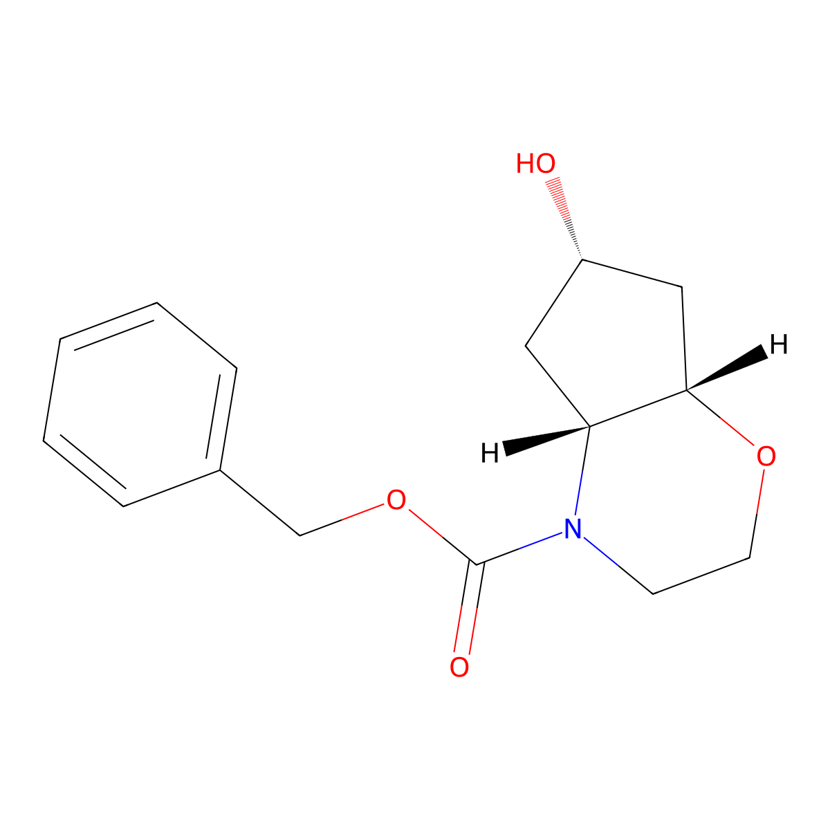 rac-benzyl (4aR,6S,7aS)-6-hydroxy-octahydrocyclopenta[b][1,4]oxazine-4-carboxylate molecular structure, CAS 2679941-19-4