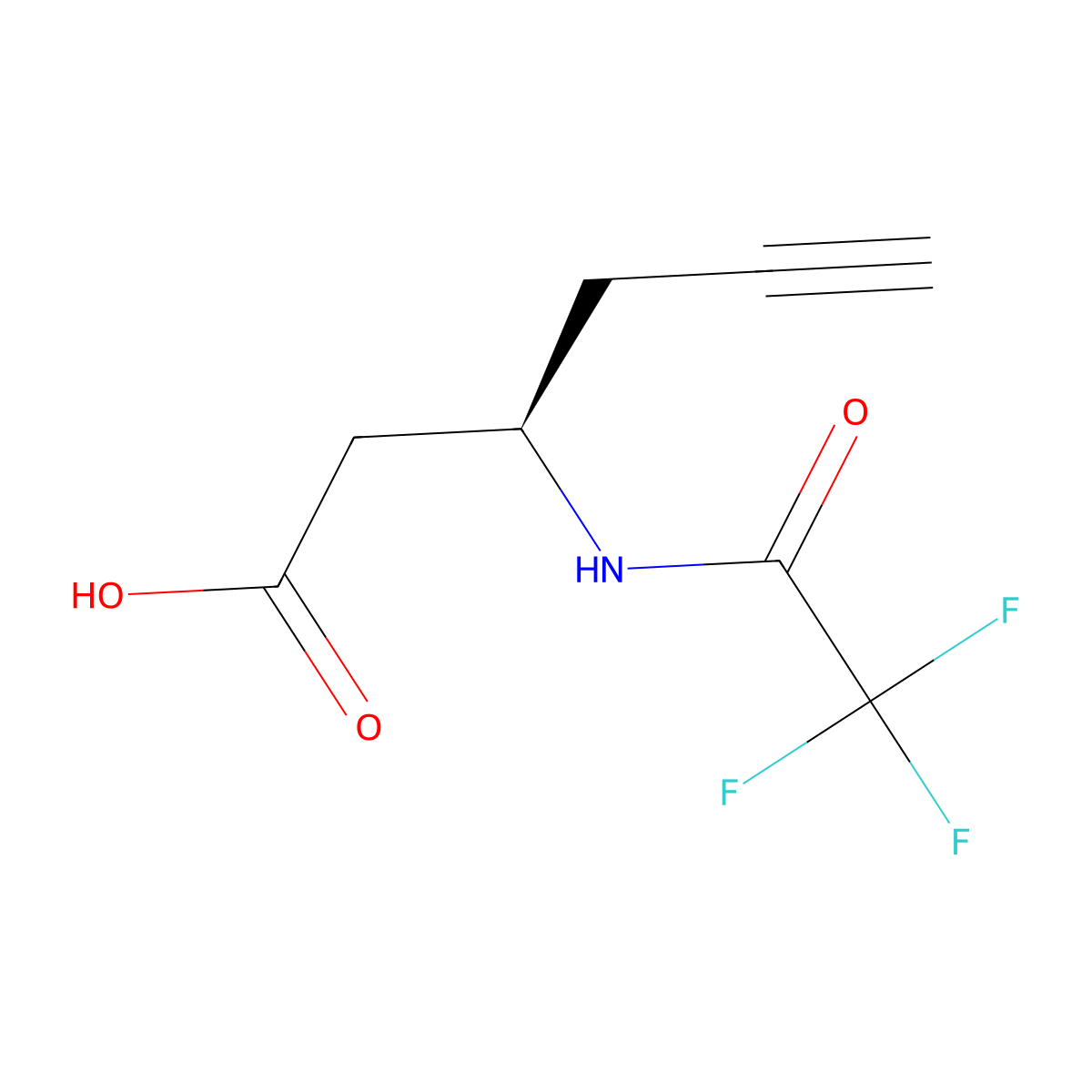 (3R)-3-(2,2,2-trifluoroacetamido)hex-5-ynoic acid molecular structure, CAS 2679941-22-9