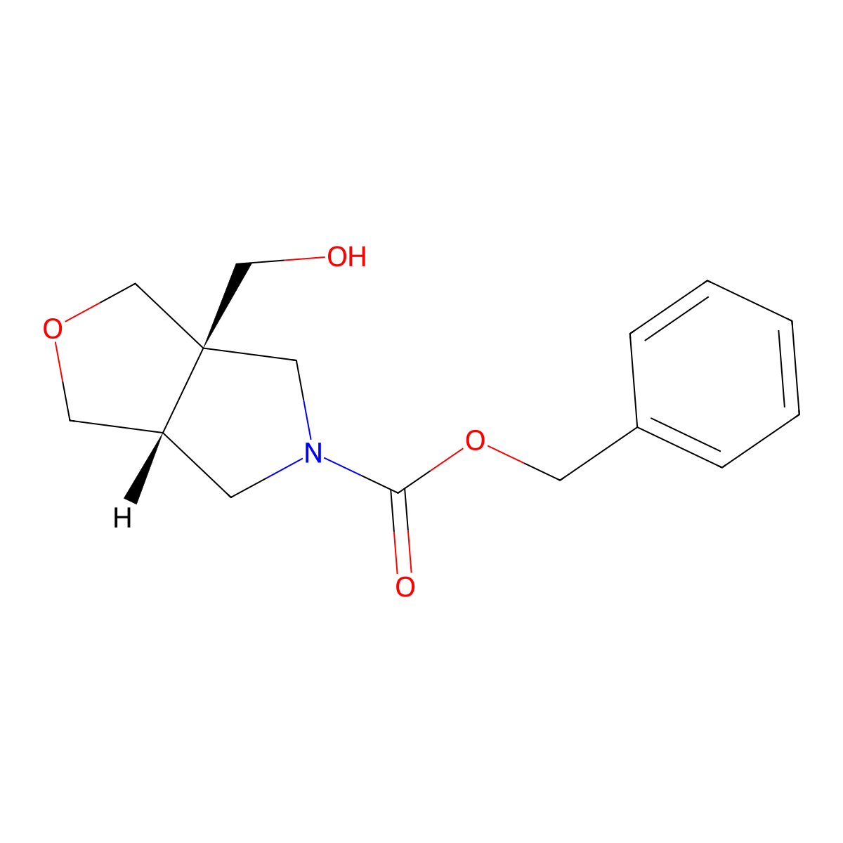 rac-benzyl (3aR,6aS)-3a-(hydroxymethyl)-hexahydro-1H-furo[3,4-c]pyrrole-5-carboxylate molecular structure, CAS 2679941-24-1