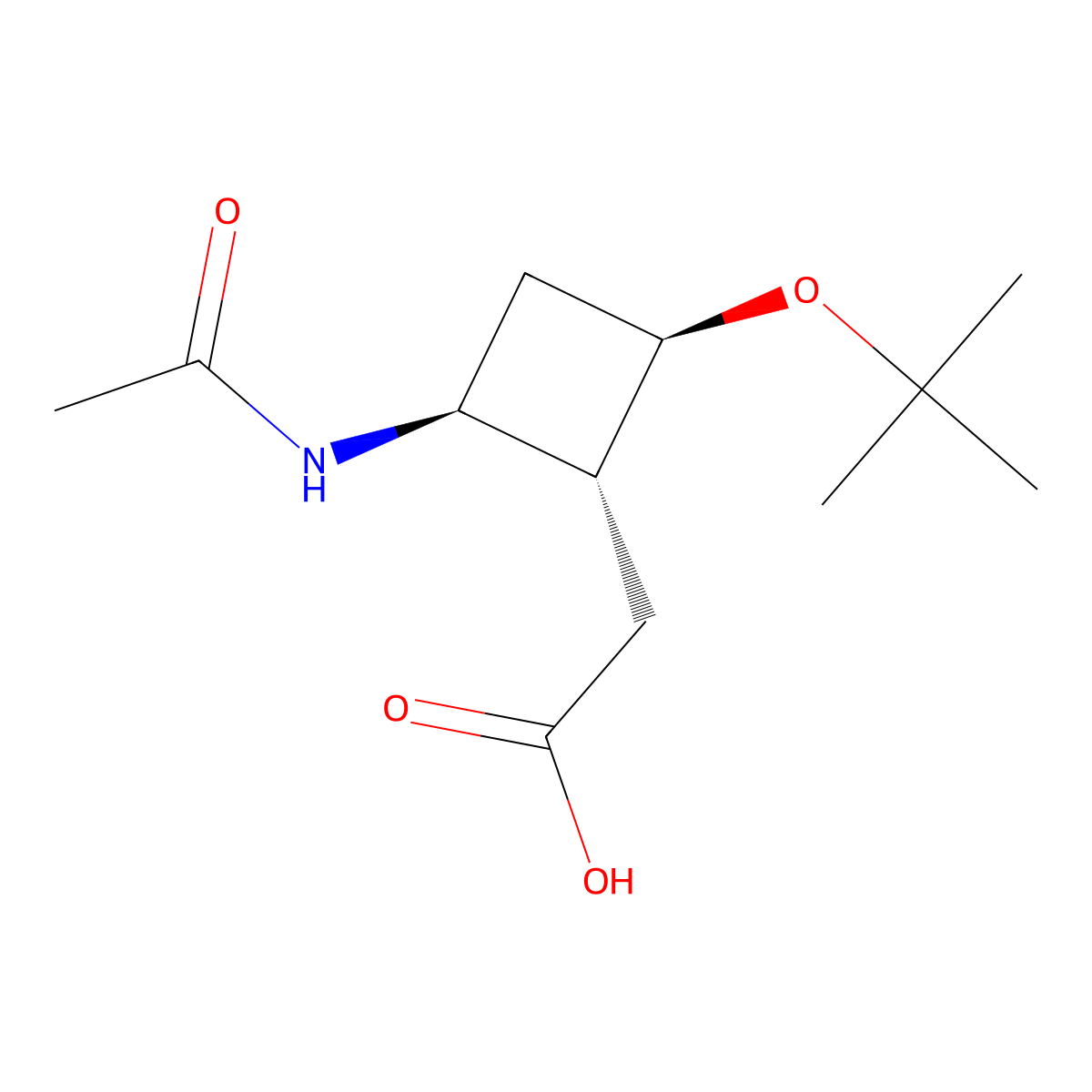 2-[(1R,2R,4S)-2-(tert-butoxy)-4-acetamidocyclobutyl]acetic acid molecular structure, CAS 2679941-27-4