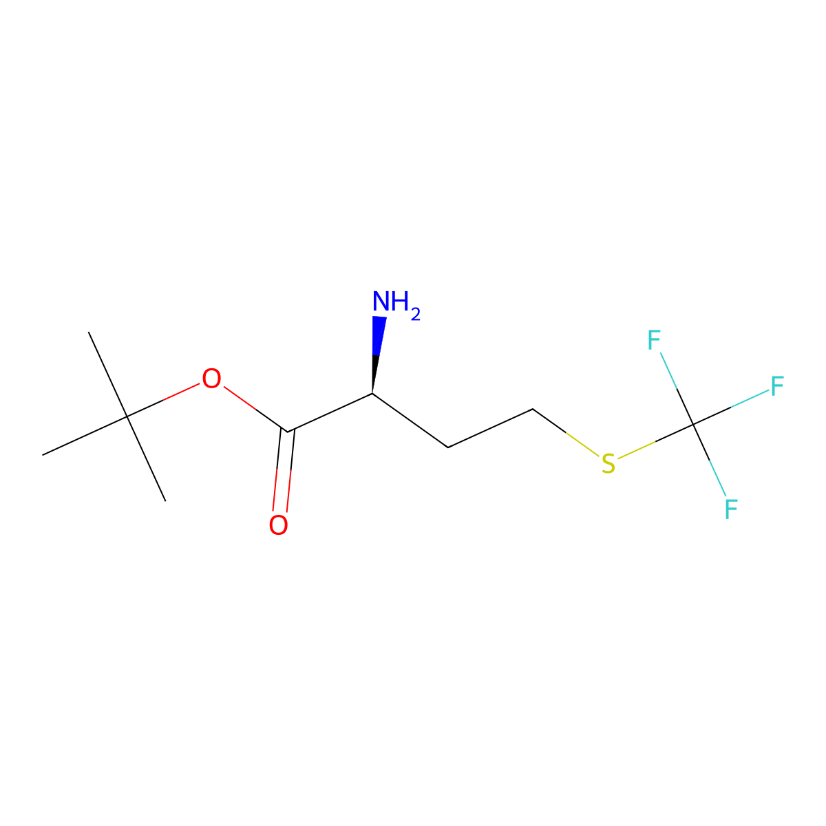 tert-butyl (2S)-2-amino-4-[(trifluoromethyl)sulfanyl]butanoate molecular structure, CAS 2679941-30-9