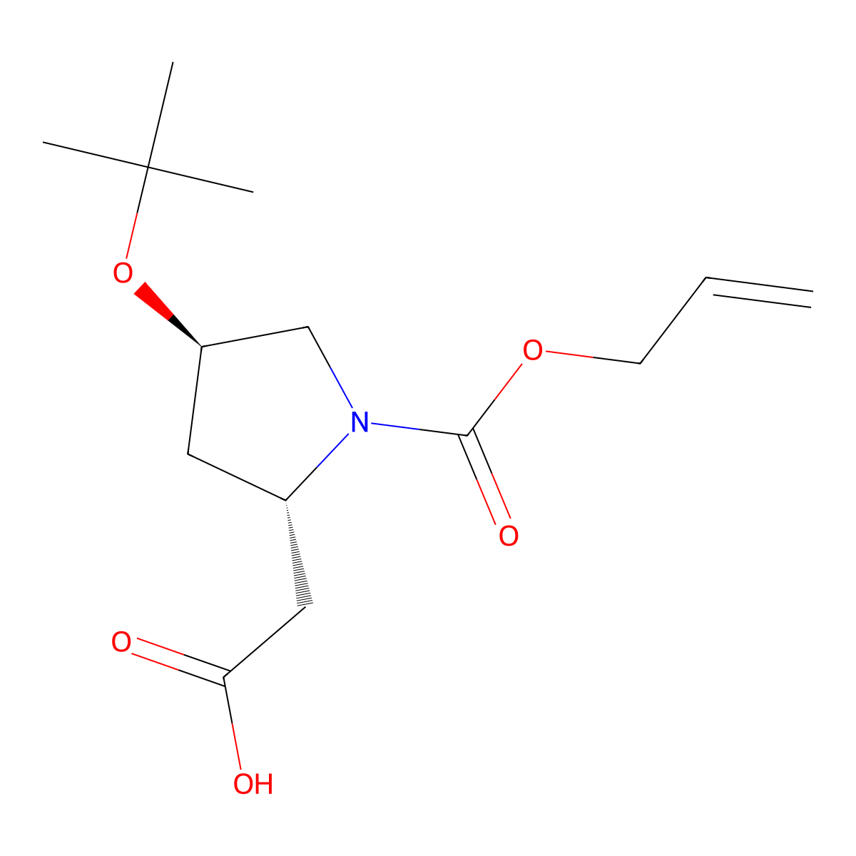 2-[(2S,4R)-4-(tert-butoxy)-1-[(prop-2-en-1-yloxy)carbonyl]pyrrolidin-2-yl]acetic acid molecular structure, CAS 2679941-35-4